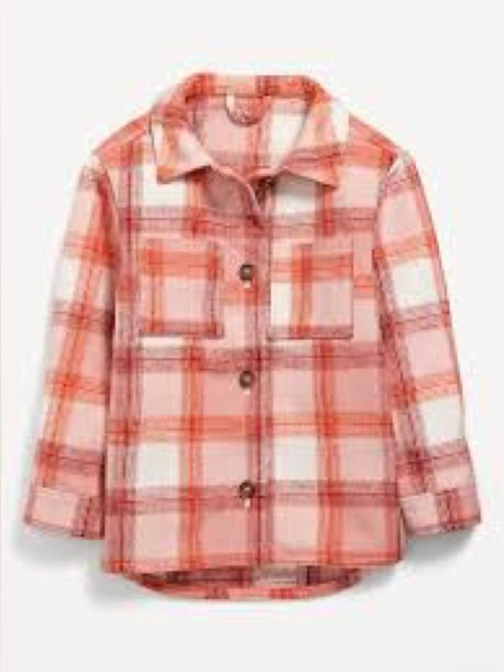 Old navy kids peach plaid oversized tunic shacket